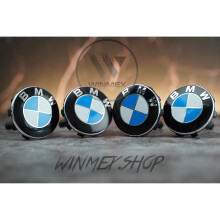 Set of 4 Blue and White BMW alloy wheel centre caps 56mm