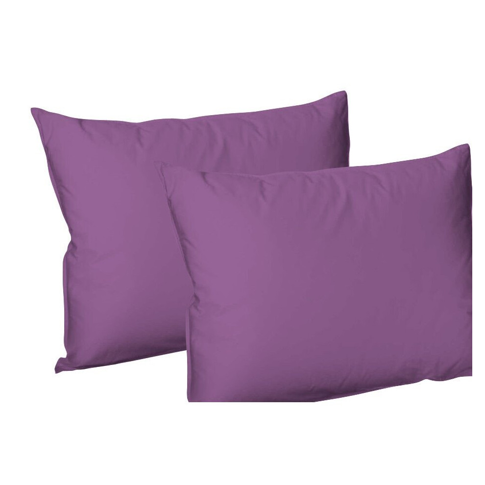 (4x Polycottn Pillowcases (Purple)) 4x Pillowcases Luxury Fine Quality Poly Cotton Housewife Bed Room Pillow Covers Available in 20 colours