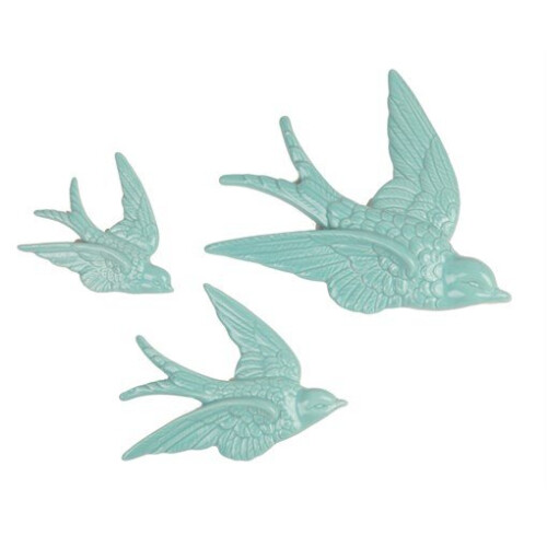 (Blue) Sass & Belle Swallow Bird Wall Decoration Set of 3
