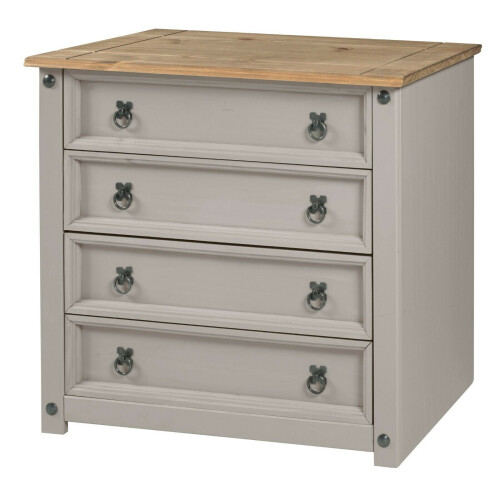 Mercers Furniture Corona Chest of Drawers 4 Drawer Grey Wax Small Solid Pine 1