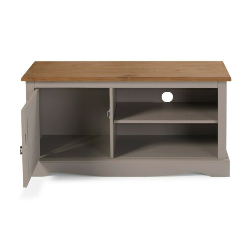 Mercers Furniture Corona TV Unit 1 Door Media Unit Grey Wax Solid Pine 2