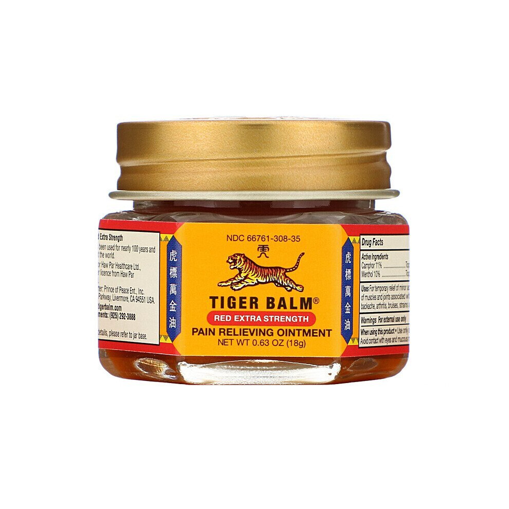 Tiger Balm, Pain Relieving Ointment, Extra Strength, 18G