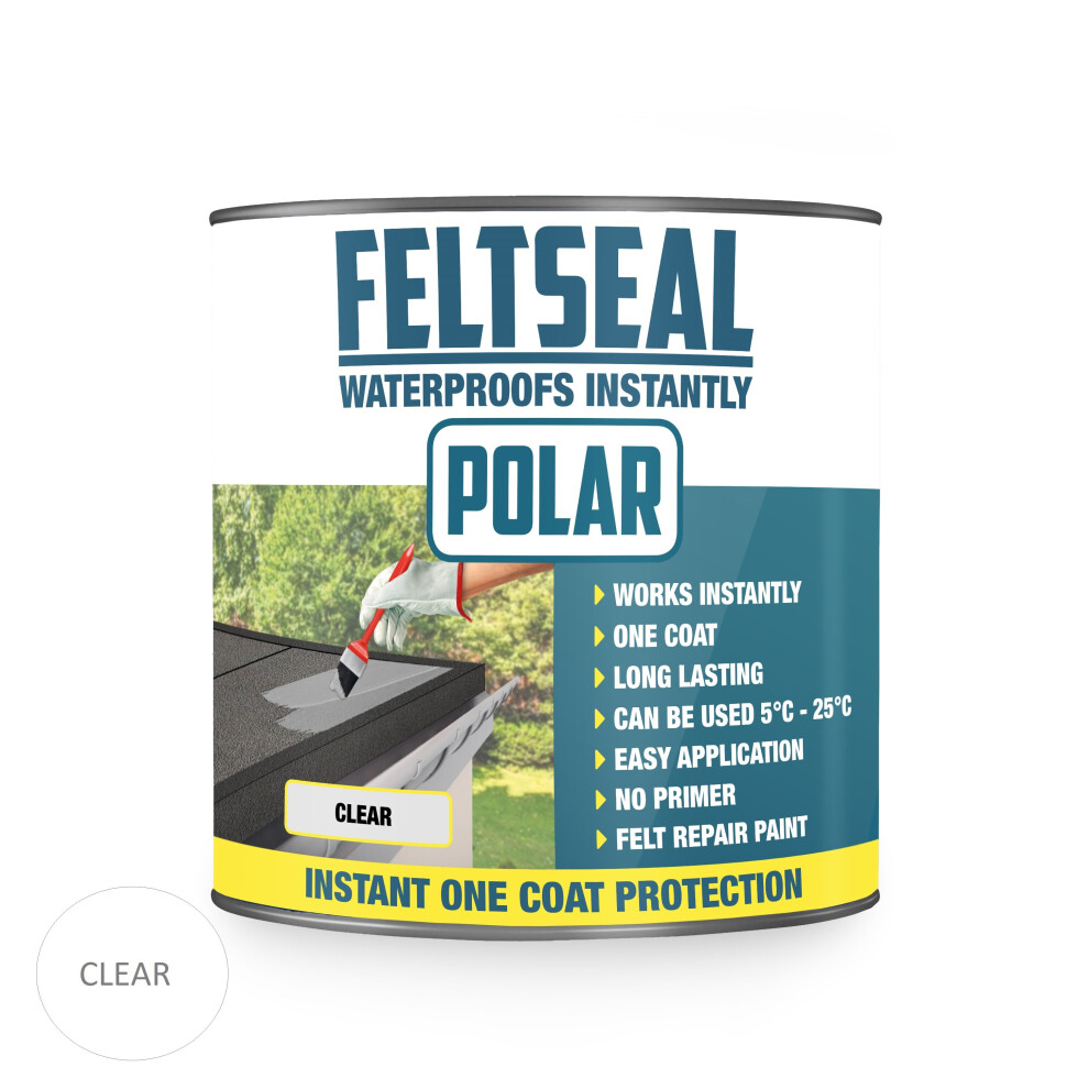 (Clear, 500Ml) Polar Feltseal Is A Waterproofing Sealant Paint For Weathered And Torn Roof Felt 5060649073105