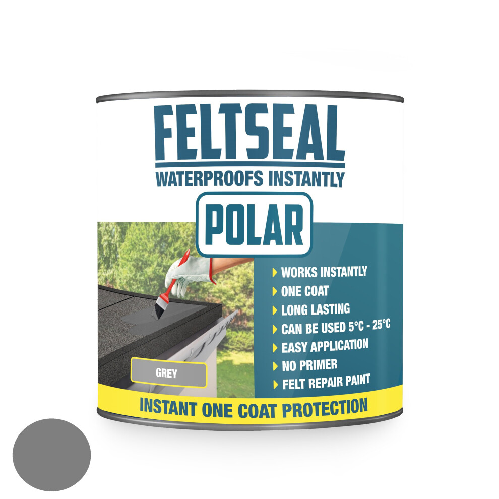 (Grey, 1 Litre (2 X 500Ml)) Polar Feltseal Is A Waterproofing Sealant Paint For Weathered And Torn Roof Felt 5060649073853