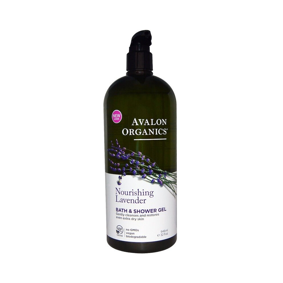 Avalon Organics, Bath & Shower Gel, Nourishing Lavender, 946ml