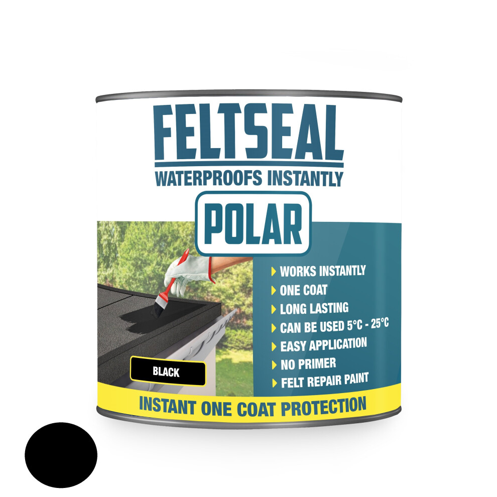 (Black, 1 Litre (2 X 500Ml)) Polar Feltseal Is A Waterproofing Sealant Paint For Weathered And Torn Roof Felt 5060649072931