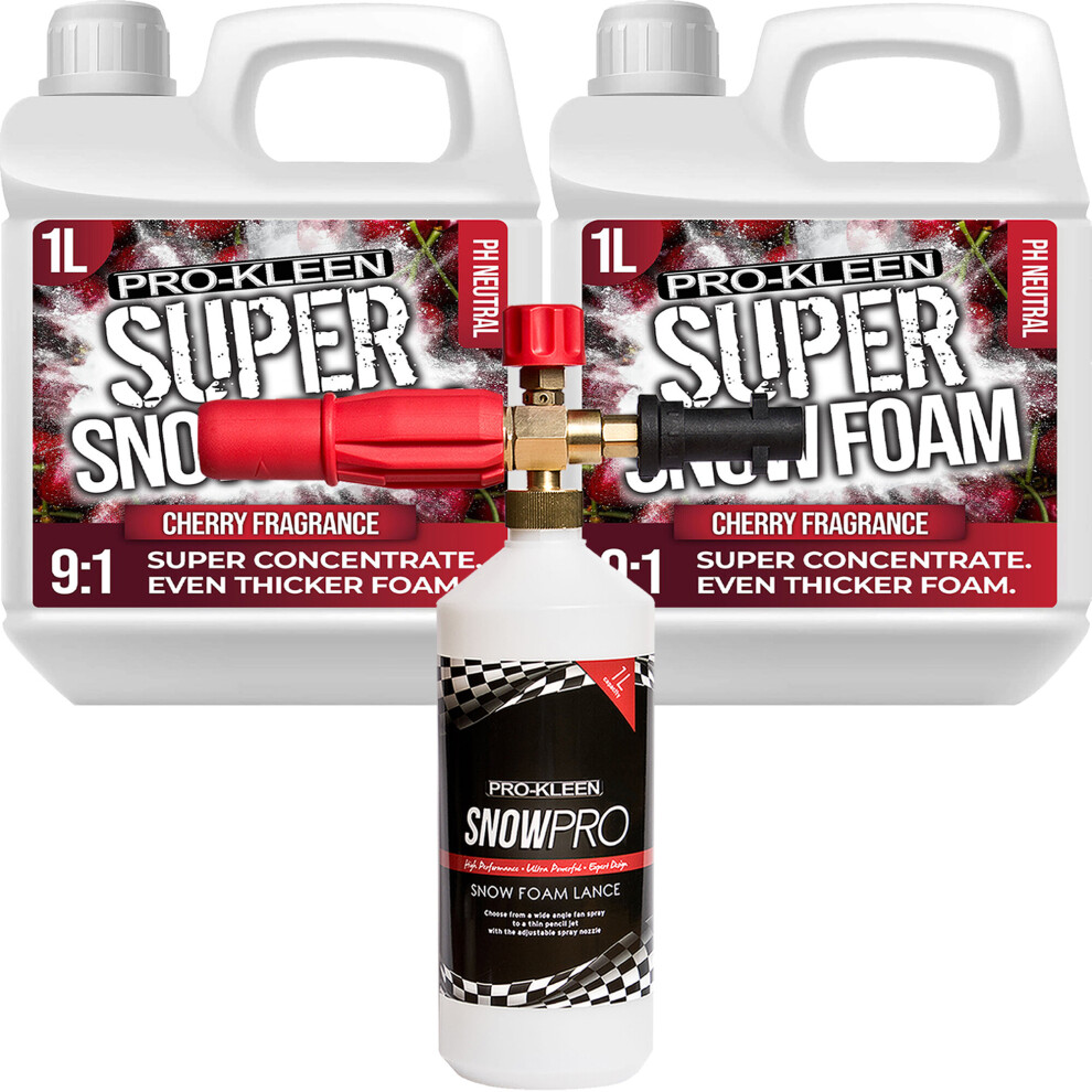 (Cherry 2 x 1L, 1 x Pro-Kleen Karcher Lance) Super Concentrate Snow Foam Car Shampoo Kits