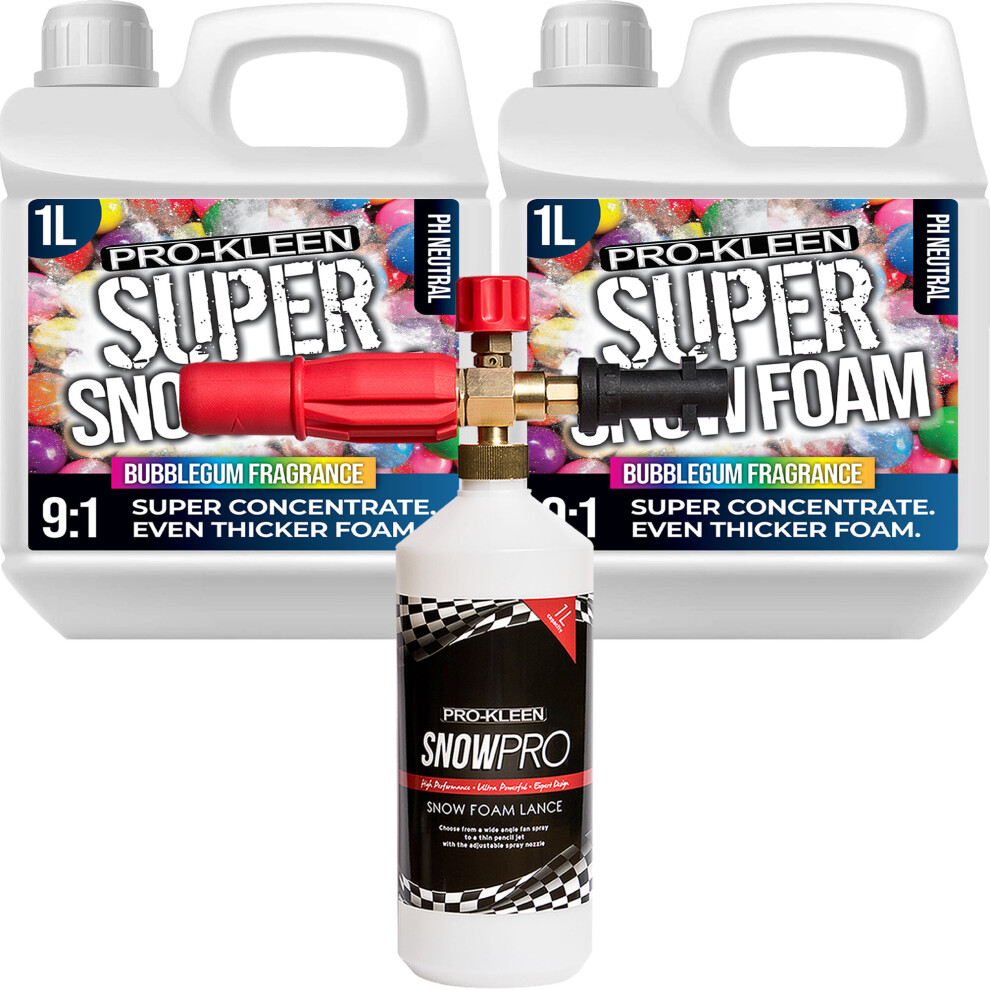 (Bubblegum 2 x 1L, 1 x Pro-Kleen Karcher Lance) Super Concentrate Snow Foam Car Shampoo Kits