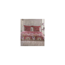 Double Bed Duvet Cover & Pillowcases Set with Cool Retro Floral Design - Red