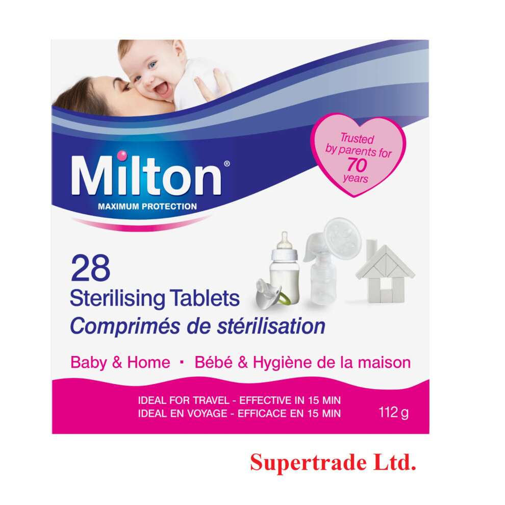 2 X Sterilising Tablets Baby Bottles Teats Spoons - 28 Tablets (112G) Milton