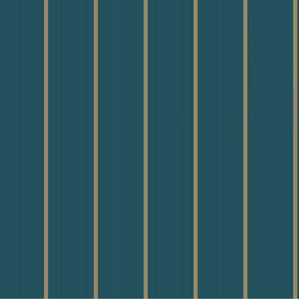 Grandeco Teal Cabaret Stripe Wallpaper Glitter Vinyl Textured Gold