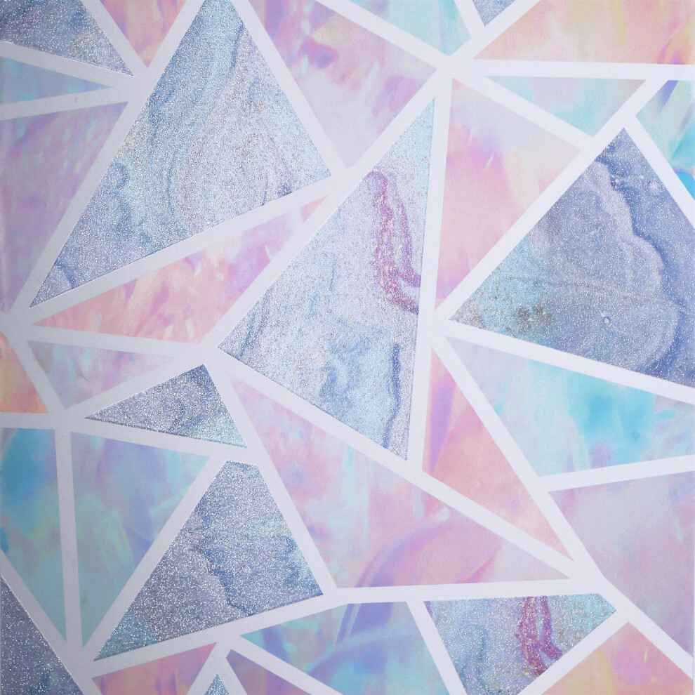 Arthouse Pastel Geometric Wallpaper Glitter Liquid Marble Effect Teal Pink/Lilac