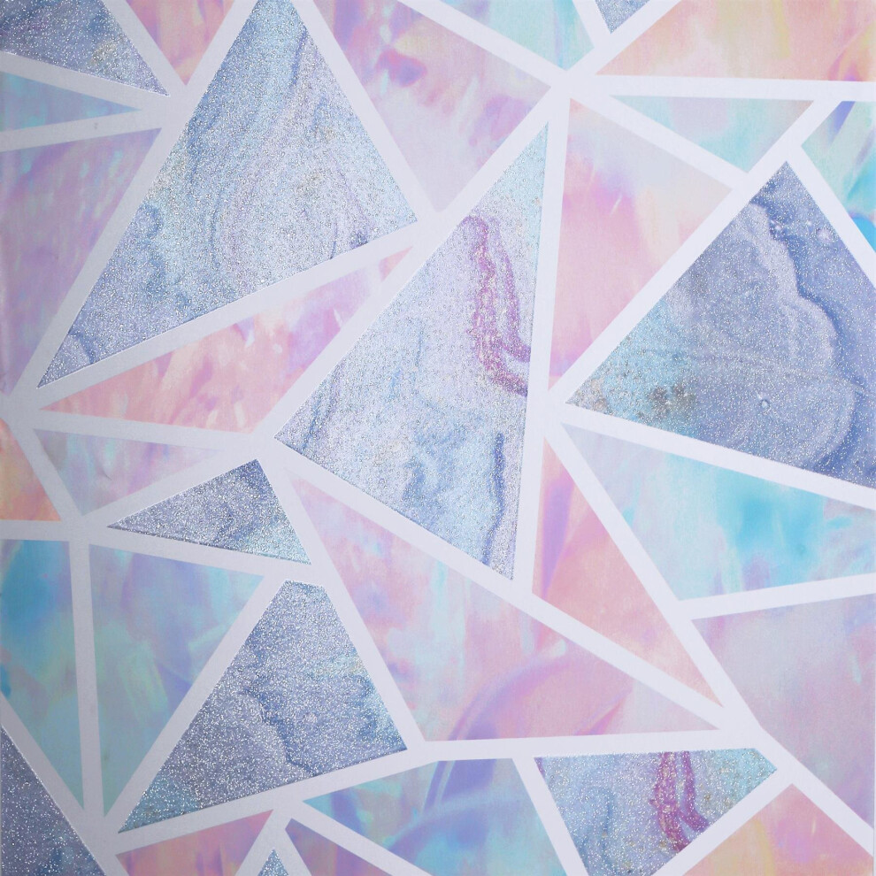 Pastel Geometric Wallpaper Arthouse Glitter Liquid Marble Effect Pink Lilac Teal