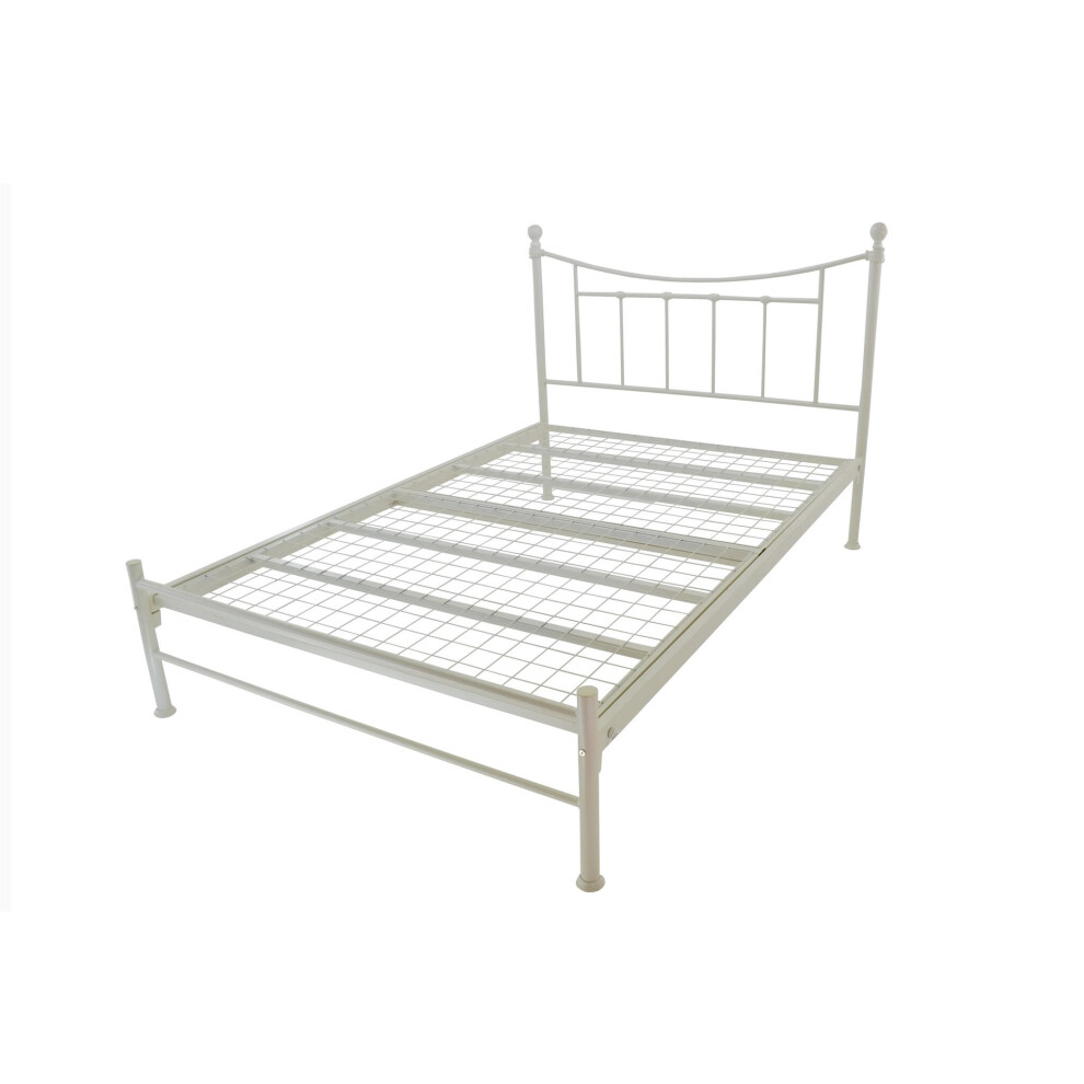 (Ivory, 4FT Small Double 120CM) Bristol Contract Mesh Base Metal Bed Frame Only