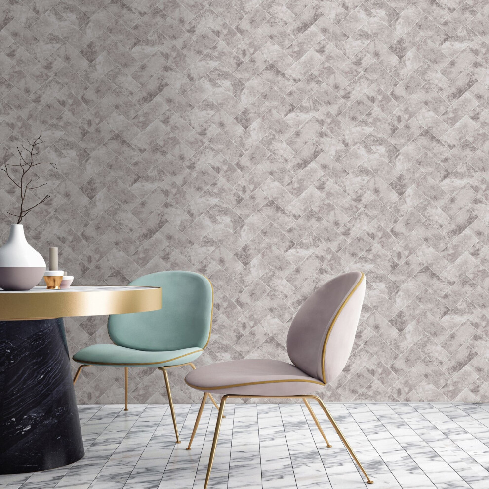 Contour Travertino Natural  Marble Tiled Washable Paste the Wall Wallpaper (Was 17)