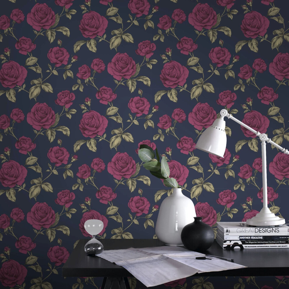 Boutique Navy Countess Wallpaper