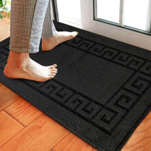 (50 x 80, Black-Gel Back 59) Non Slip Door Mats Small & Large Door Mat Geometric Rugs