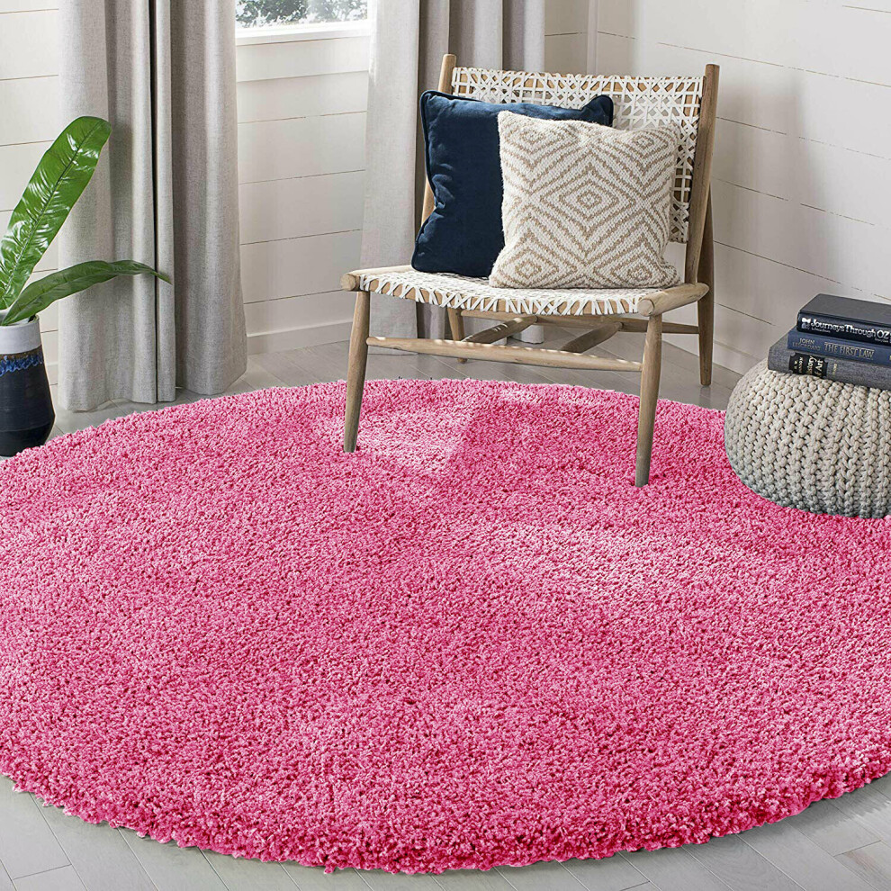 (Pink Shaggy Rugs) Circle Round Shaggy Rugs Large Living Room Fluffy Mats