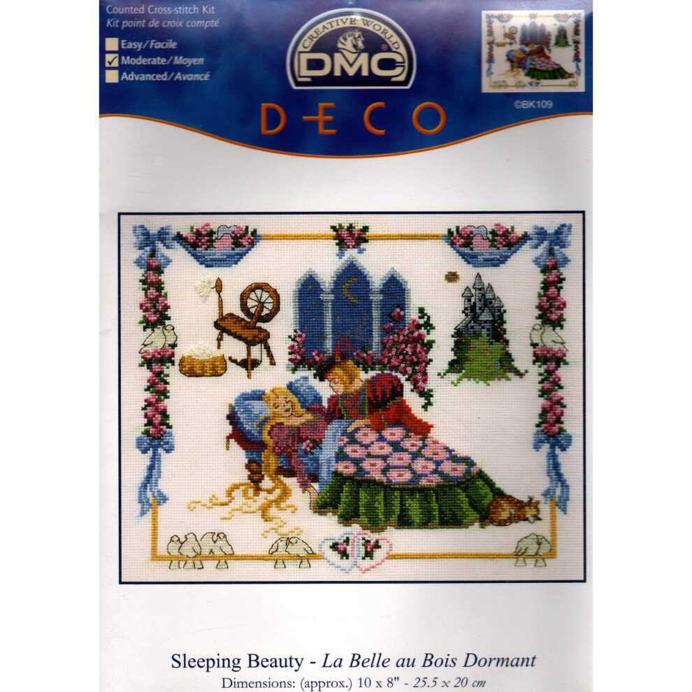 Sleeping Beauty Counted Cross Stitch Kit 16 Count DMC - 10 x 8