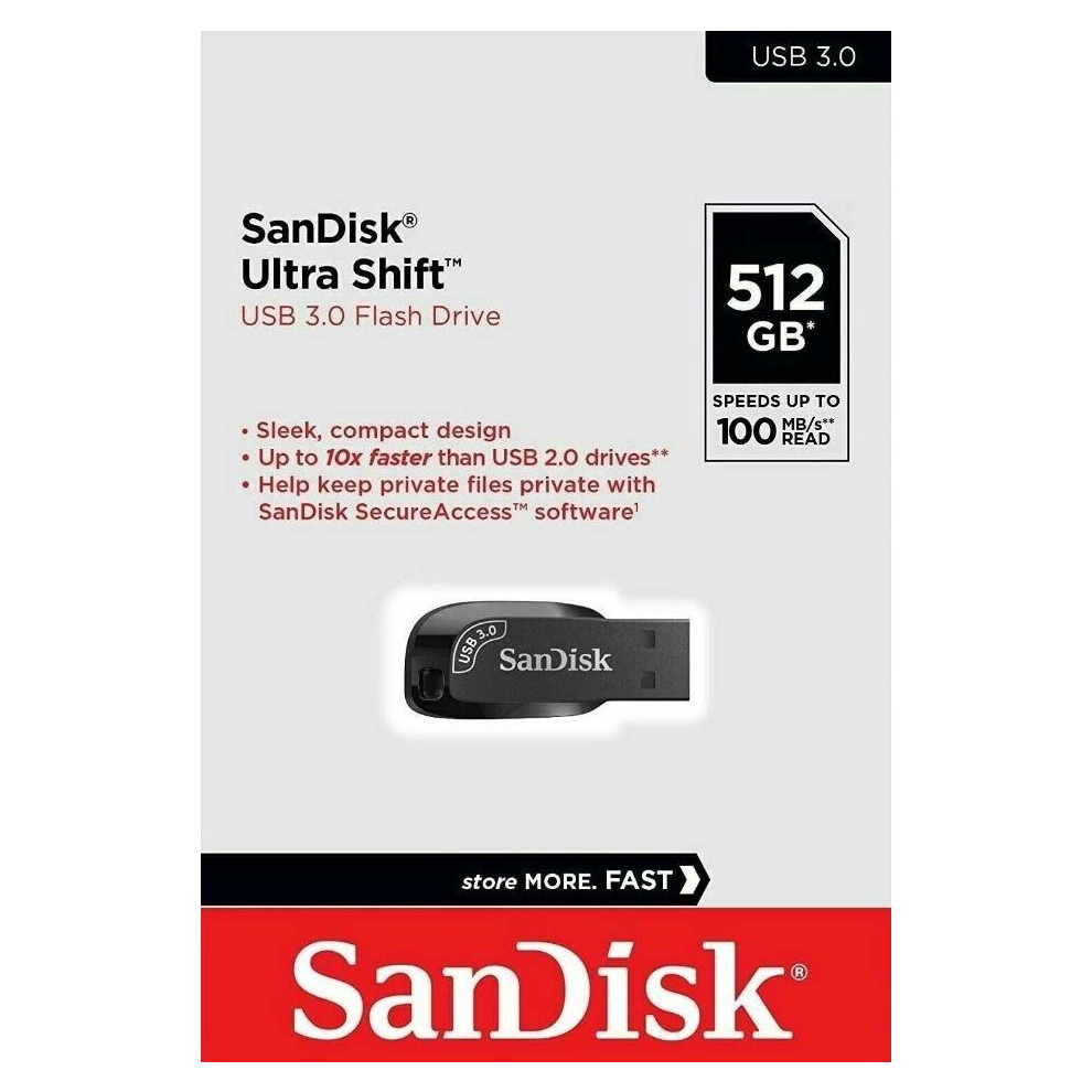 SanDisk Ultra Shift 512GB USB 3.0 Flash Drive 100MB/s