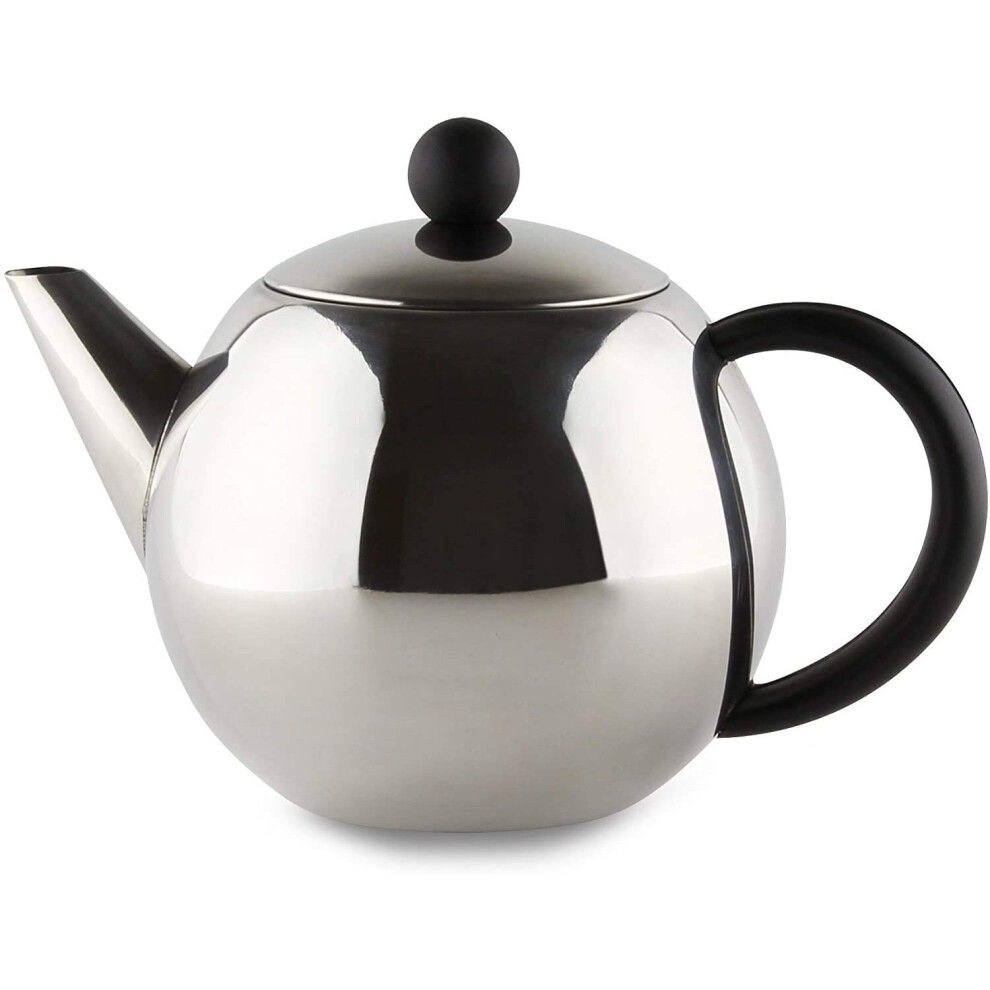Café Ole Rondo Stainless Steel Tea Pot Easy Pour Teapot with Infuser Basket 35oz 1000ml