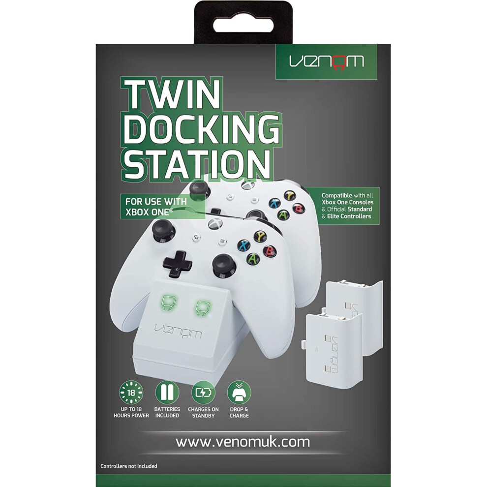 Venom Xbox One Twin Docking Station with 2 x Rechargeable Battery Packs: White Xbox One