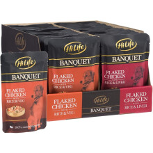 HiLife Banquet - Cibo umido per cani - Petto di pollo in fiocchi, riso, fegato, verdure - 100% ingredienti naturali, 30 buste x 100 g