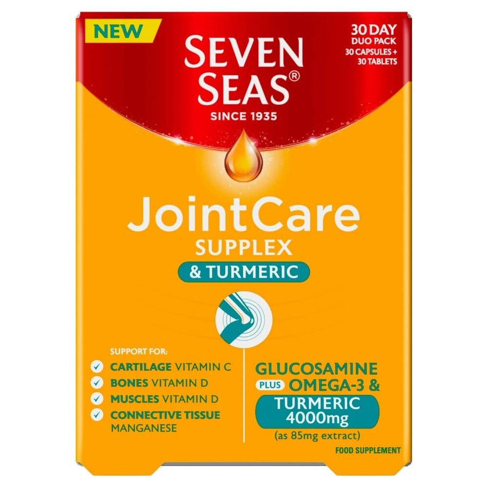 Seven Seas Joint Care Supplex and Turmeric with Glucosamine, Omega-3 Vitamin and D Manganese, Supplements for Joints, 60 Tablets, 30 Days Su