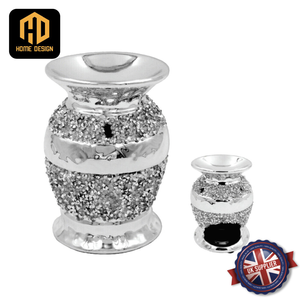 Beautiful Silver Millie Ceramic Crystal Diamante Oil / Wax Warmer