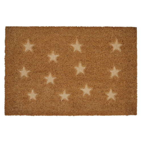 Premier Housewares Star Embossed Doormat Natural Coir And PVC Rubber Back