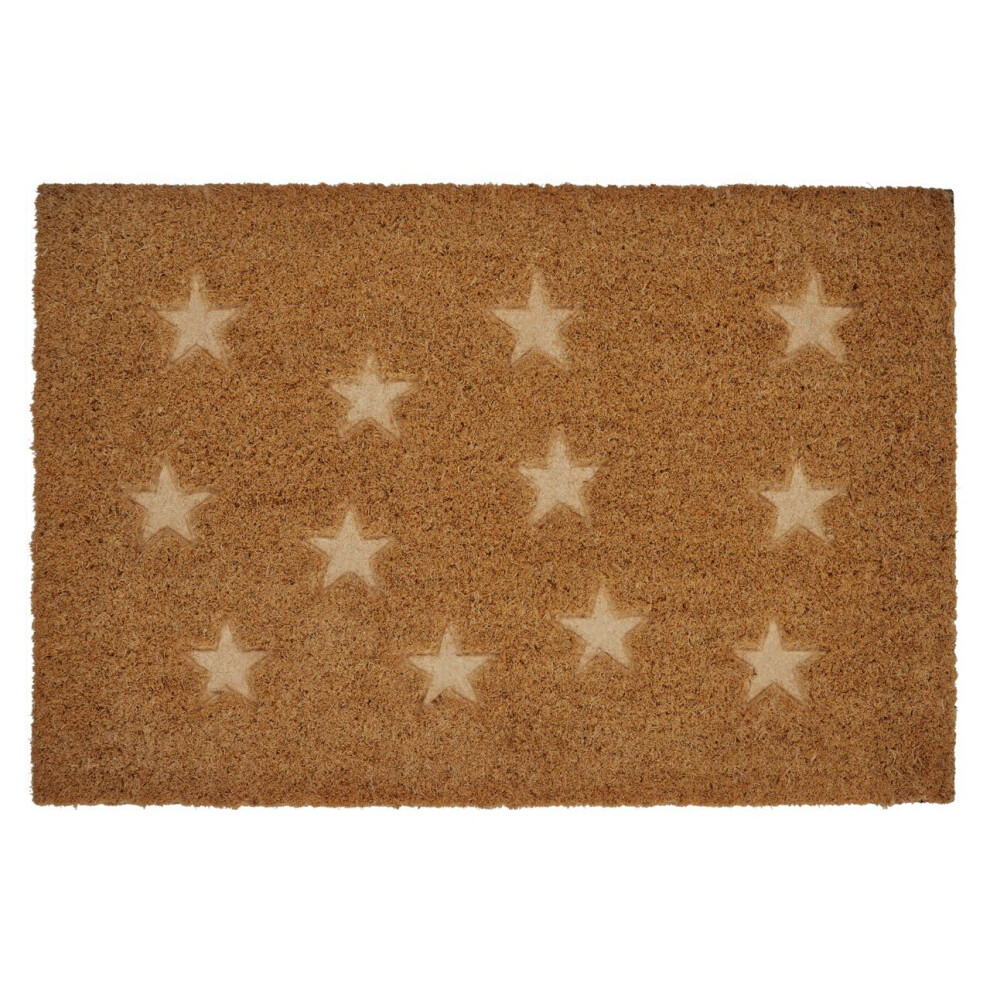Premier Housewares Star Embossed Doormat Natural Coir And Pvc Rubber Back