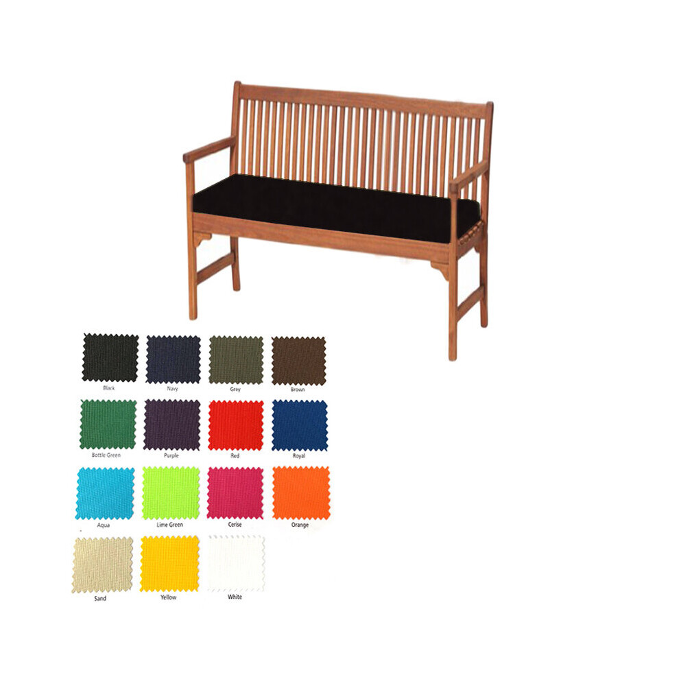 (Black, 2 Seater (108x45x6cm)) Garden Outdoor Waterproof Seater Bench Pad Cushion