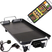 ( L(48 x 27 x 8 cm)) Electric Teppanyaki Table Top Non-Stick Plates BBQ Grill