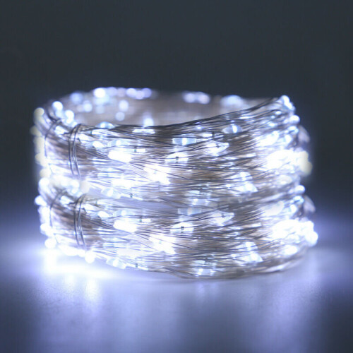 (White ) 10m LED Solar Fairy String Fence Lights Waterproof