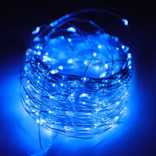 (Blue ) 10m LED Solar Fairy String Fence Lights Waterproof