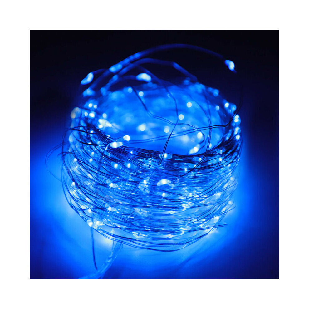 (Blue ) 10m LED Solar Fairy String Fence Lights Waterproof