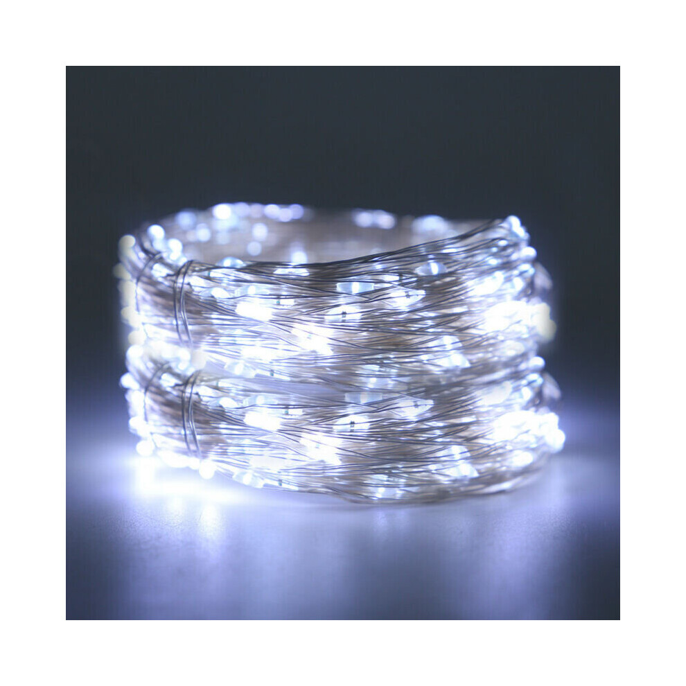 (White) 20M Led Copper Wire Solar String Lights Fairy Garden White