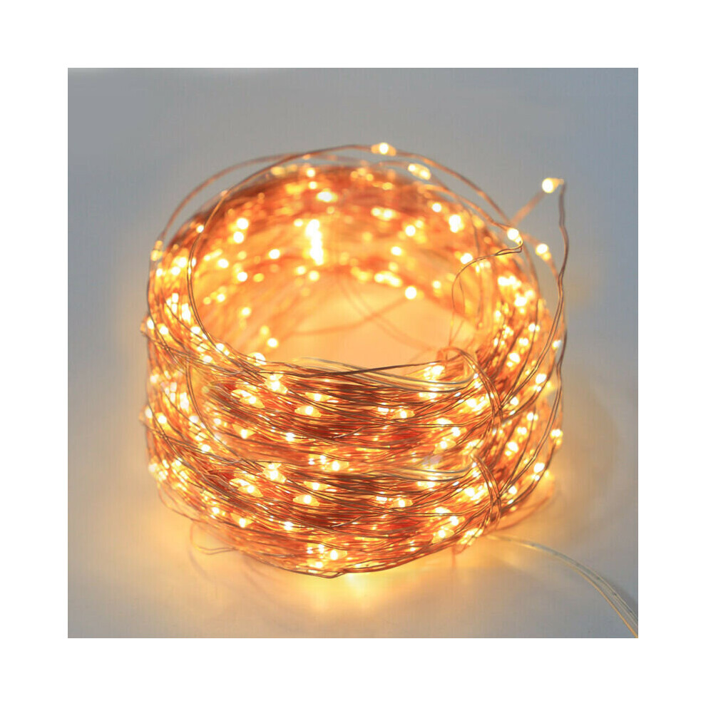 (Warm ) 20M Led Copper Wire Solar String Lights Fairy Garden White