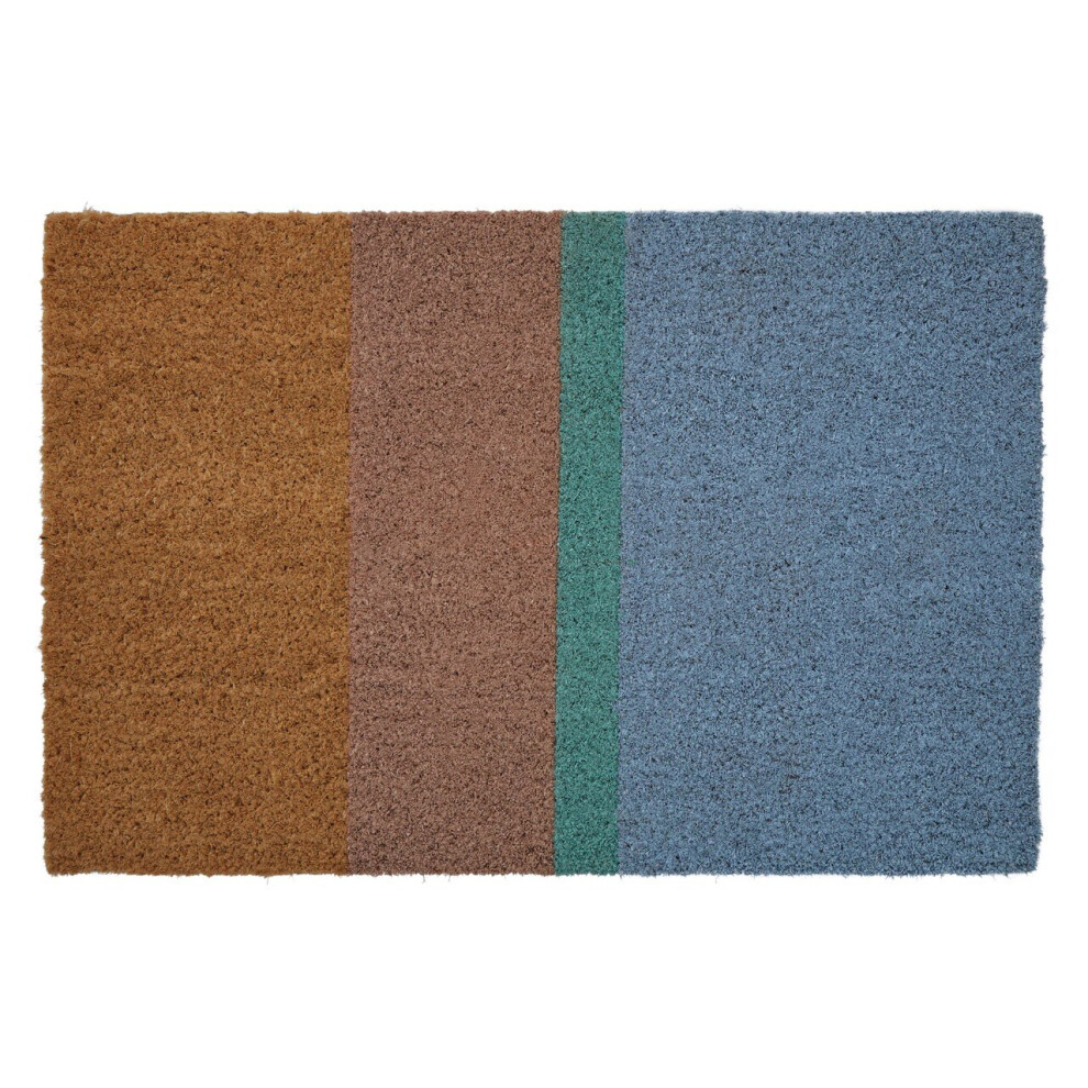 Japandi Light Coir Doormat With Stripes