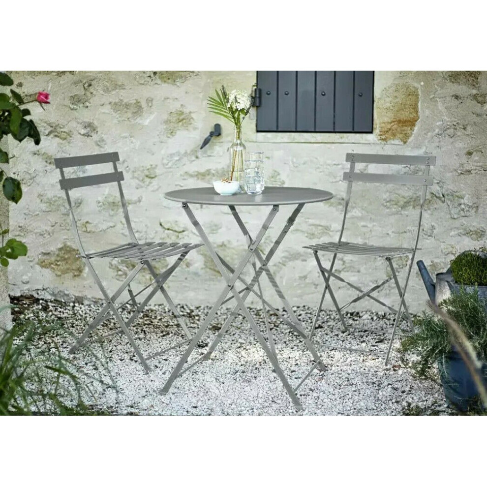 Bistro Table & 2 Chairs Set Grey Garden/Patio/Balcony Bistro Set