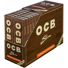 (4 Booklets) OCB Brown Kingsize Slim Virgin Unbleached Rolling Paper & Filters (Papers +Tips)