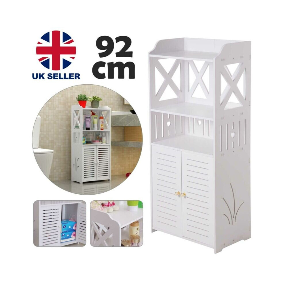 Bathroom Wooden Shelf Cabinet Cupboard White Bedroom Storage Standing