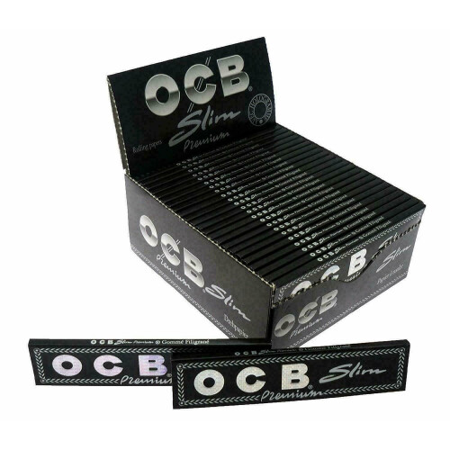 (5 Booklets) OCB PREMIUM BLACK KING SIZE SLIM SMOKING CIGARETTE ROLLING PAPERS