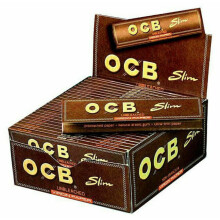 (10 Booklets) OCB Brown Virgin Unbleached King size Slim Rolling Paper Natural