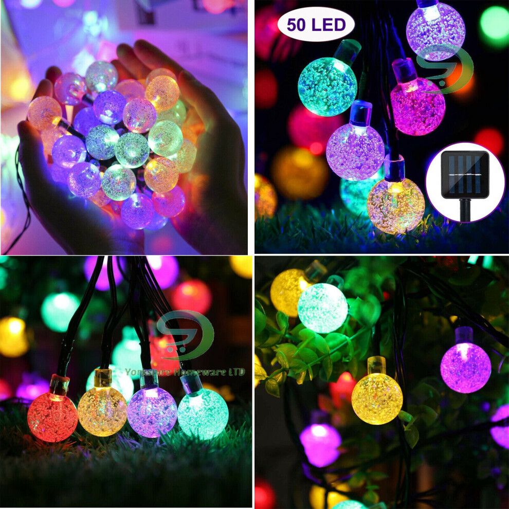 (1 String Light ) 50 ED MultiColor Solar Garden String Fairy Light