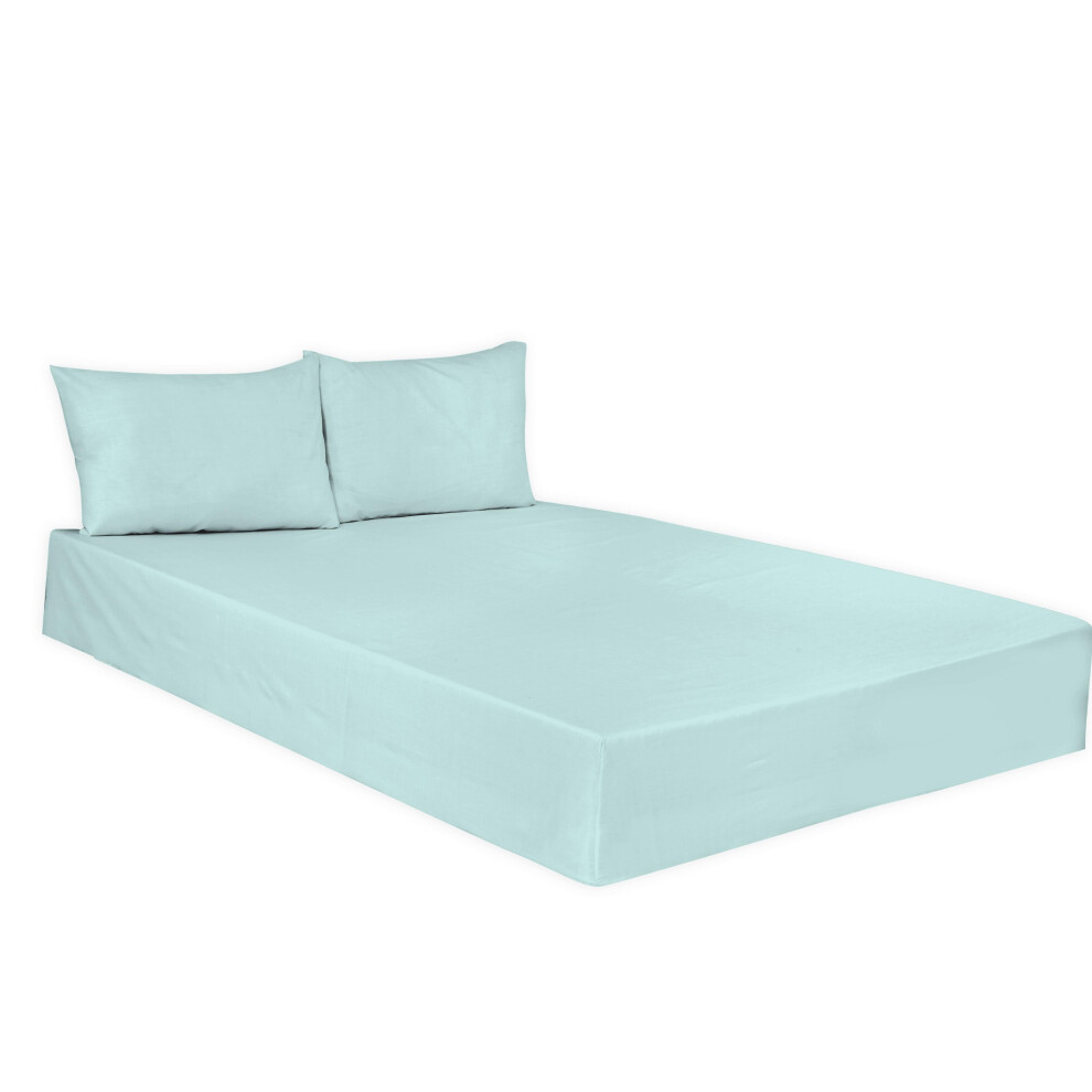 (Pair of Pillowcase, Duck Egg) Polycotton Plain Dyed Fitted Sheet Hotel Quality Soft Luxury Easy Care Bed Sheets Only.-image-OPC-P78DYJ6-NEW