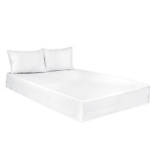 (Double, White) Polycotton Plain Dyed Fitted Sheet Hotel Quality Soft Luxury Easy Care Bed Sheets Only.
