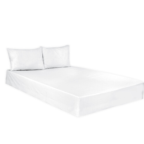 (Double, White) Polycotton Plain Dyed Fitted Sheet Hotel Quality Soft Luxury Easy Care Bed Sheets Only.