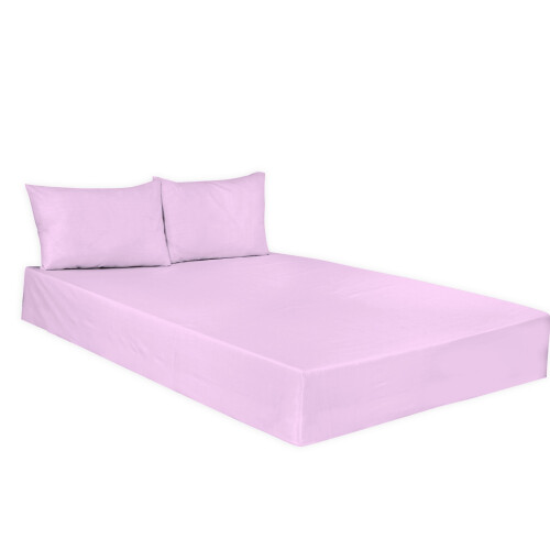 (Single, Lilac) Polycotton Plain Dyed Fitted Sheet Hotel Quality Soft Luxury Easy Care Bed Sheets Only.