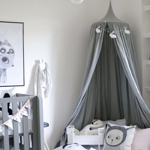 (Gray) Children Crib Bed Canopy Cover Mosquito Net